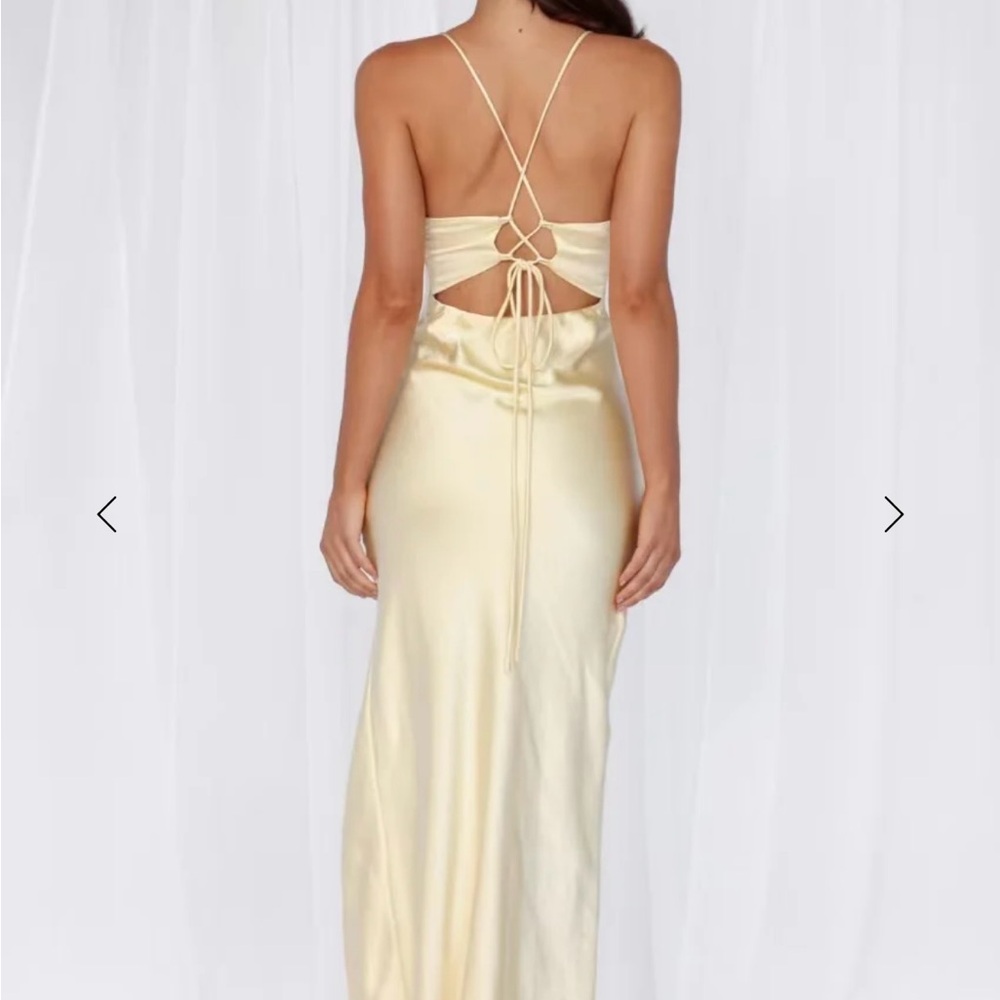 THE SOPHIA SATIN MAXI DRESS YELLOW by Hello Molly - Picture 3 of 9